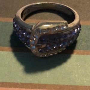 925 sterling silver buckle ring with clear and lavender stones …7